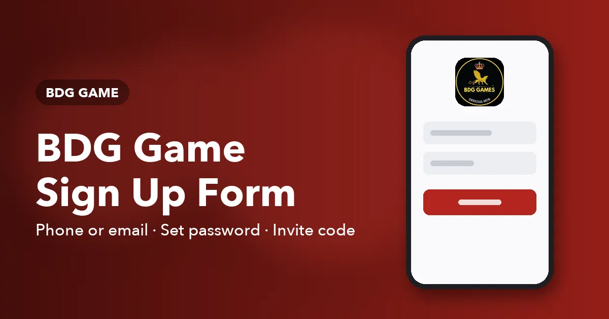 Banner for the BDG Game sign-up guide listing the phone, password and invite code fields